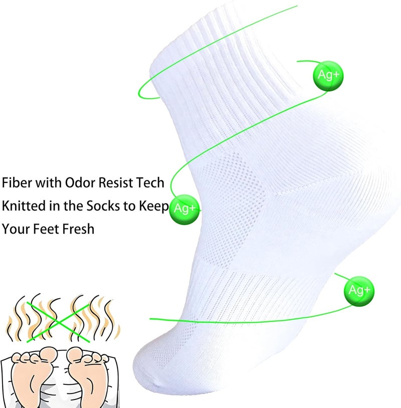 WindCrosser Womens Anti Odor Blister Proof Seamless Breathable Cotton Thin Quarter Crew/Ankle Daily Socks, Size 6-10 - Image 4
